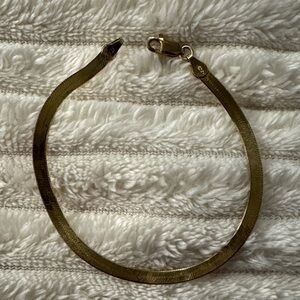 Elegant .925 Italy Sterling Silver Gold-Toned Herringbone Bracelet